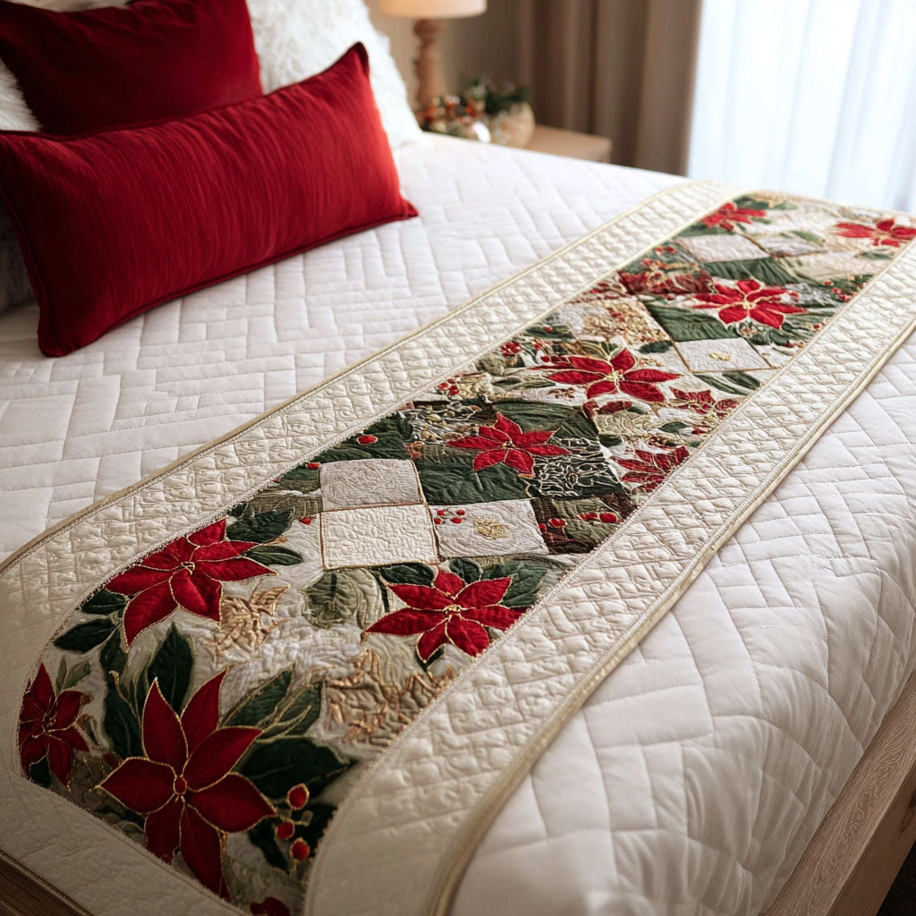 Evergreen Spark Quilted Bed Runner Christmas Bedroom Decor Family Xmas Presents