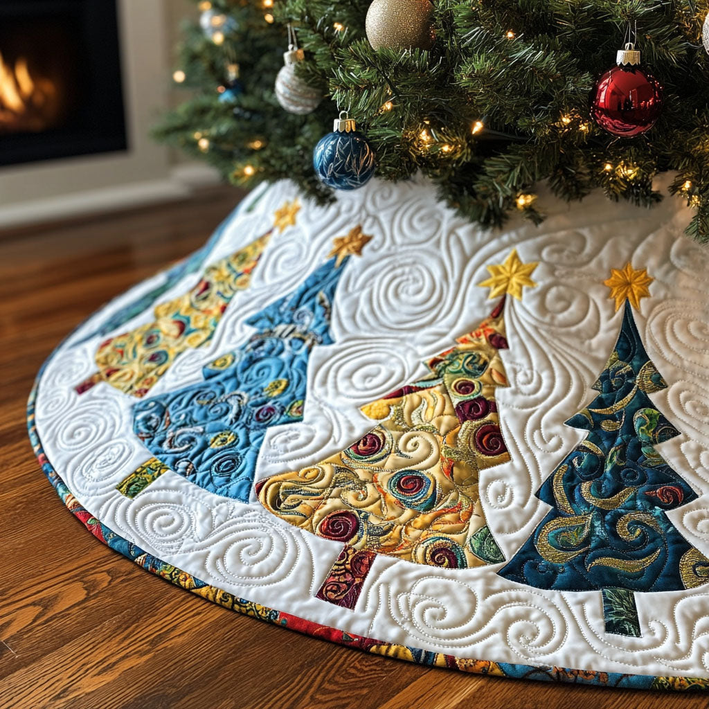 Evergreen Sparkle Quilted Christmas Tree Skirt Merry And Bright Holiday Decor Classic Christmas Home Decor
