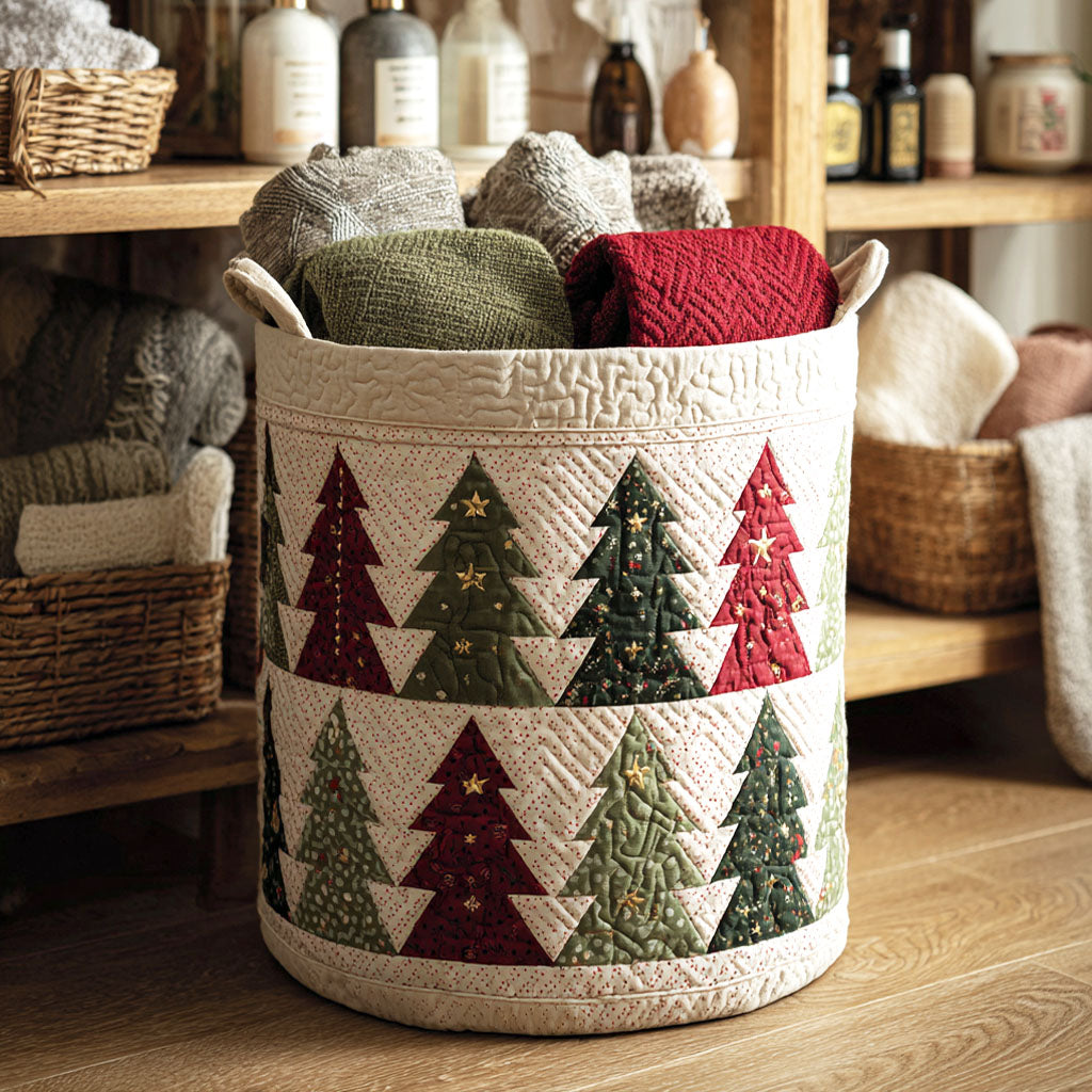 Evergreen Stripes Quilted Laundry Basket Perfect Gift For Your House