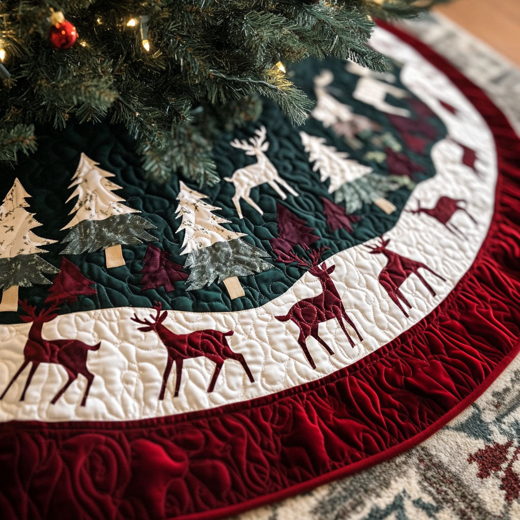 Evergreen Trails Quilted Christmas Tree Skirt Festive Christmas Home Styling