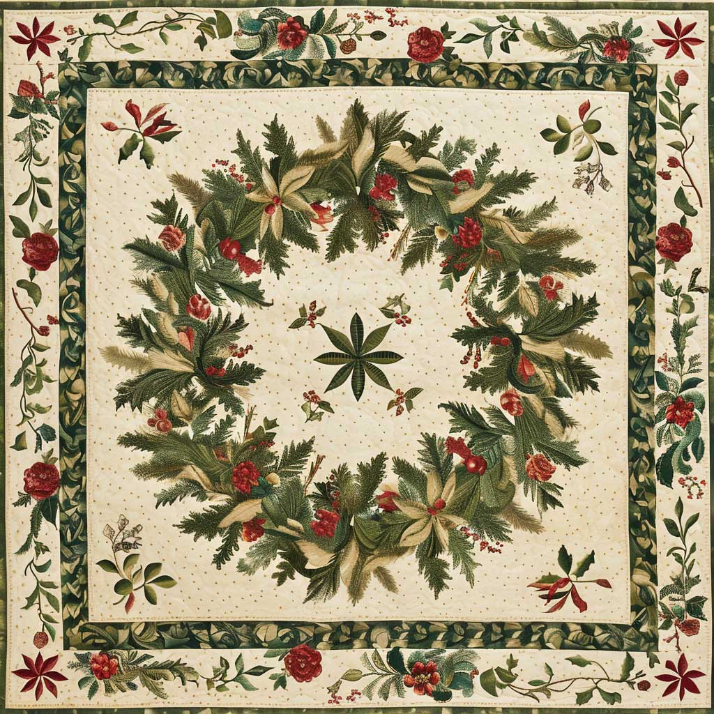 Evergreen Wreath Quilt Blanket Throw Blankets For Couch Meaningful Gifts For Grandparents