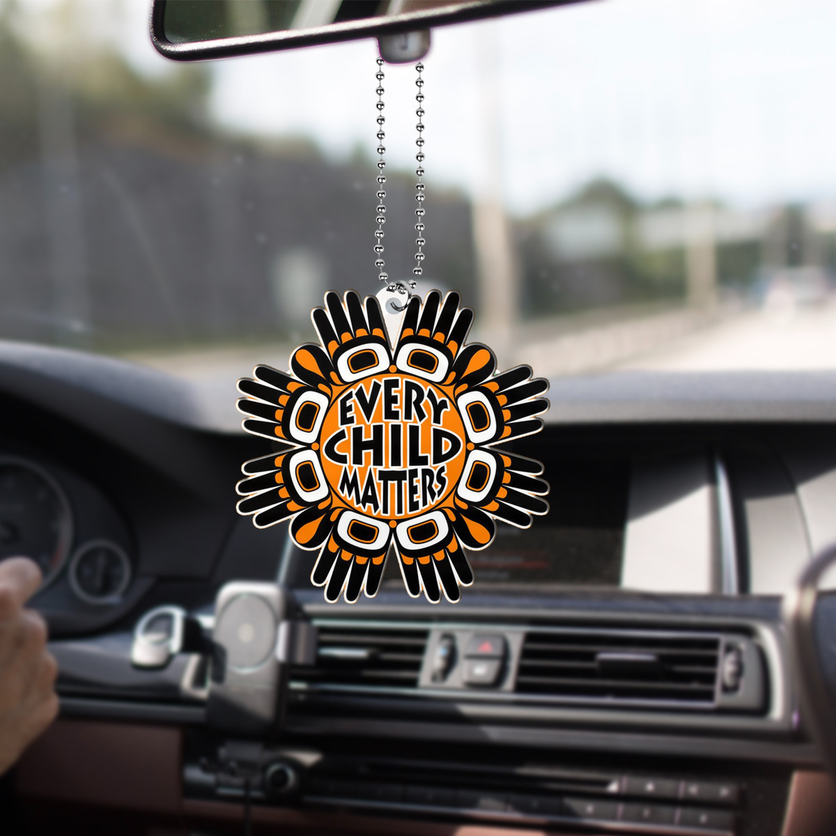Every Child Matter Car Ornament Hands Orange Day Car Mirror Hanging