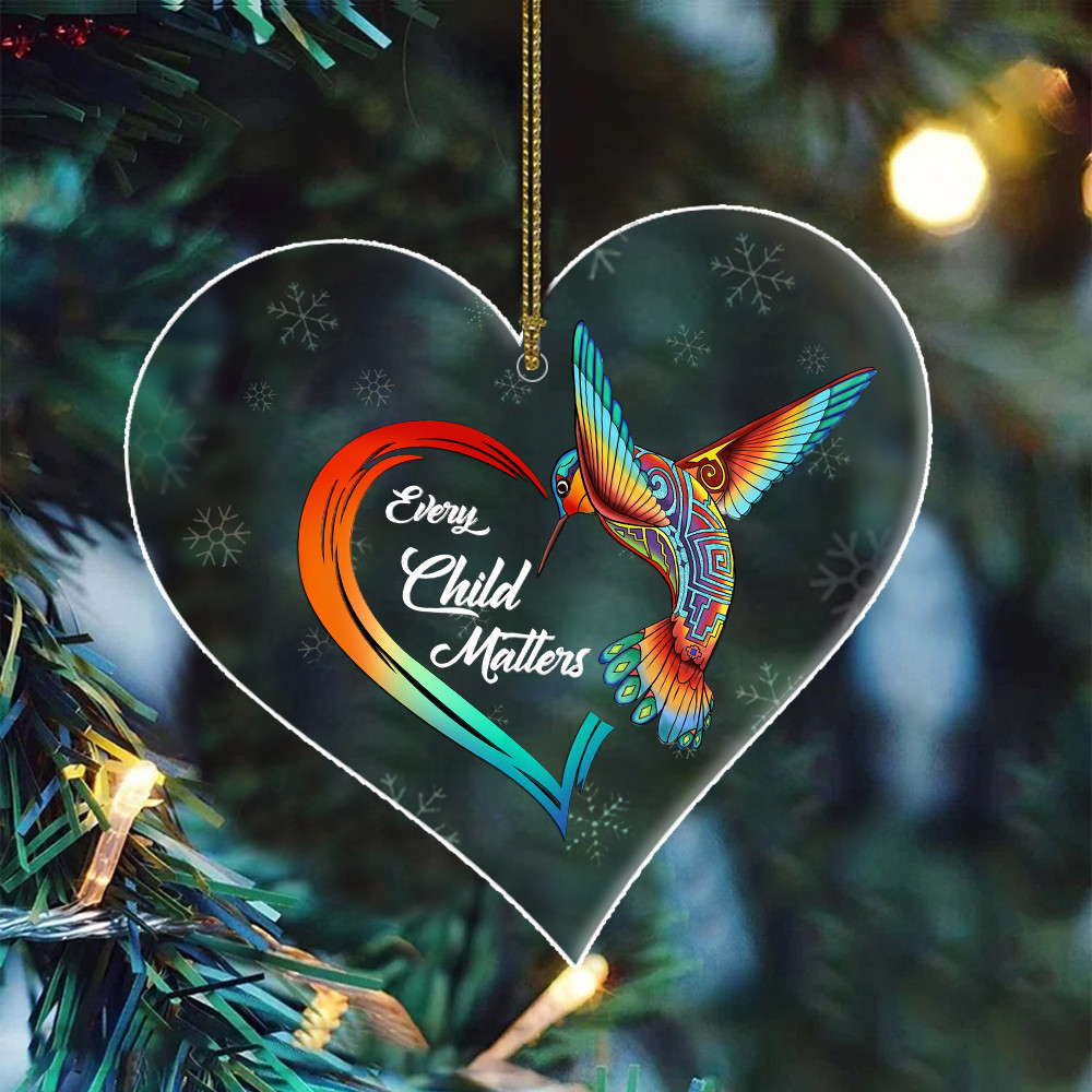 Every Child Matters Ornament Acrylic Hummingbird Heart Canada Orange Day Movement Merch Decor