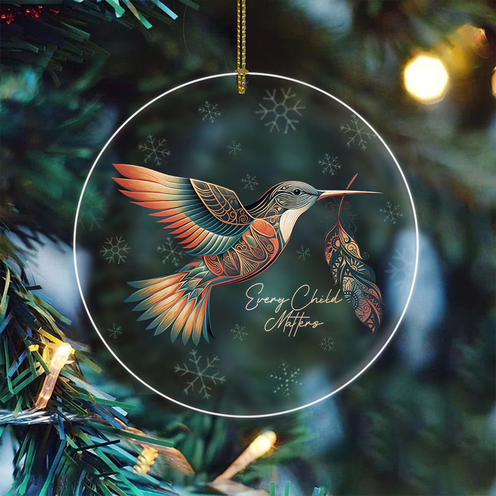 Every Child Matters Ornament Acrylic Hummingbird With Feather Orange Day 2023 Xmas Tree Decor