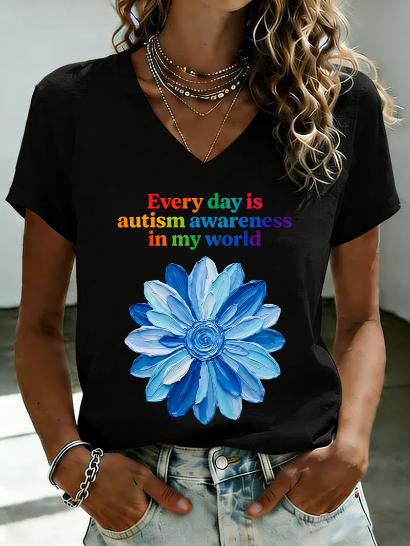 Every Day Is Autism Awareness In My World T-Shirt Autism Awareness Support Clothing Gift Ideas