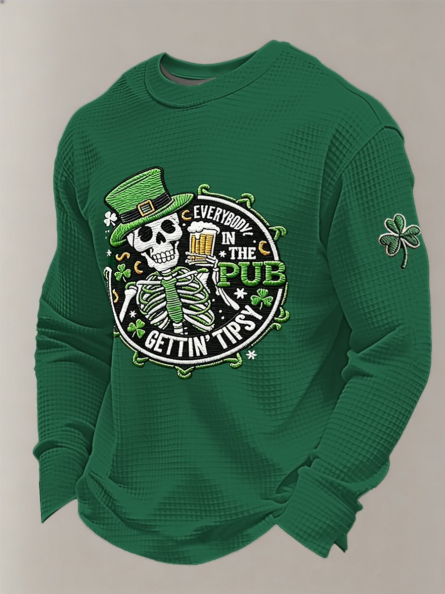 Everybody In The Pub Getting Tipsy St Patricks Day Long Sleeve Shirt Funny Irish Skeleton Shirt Gift For Him