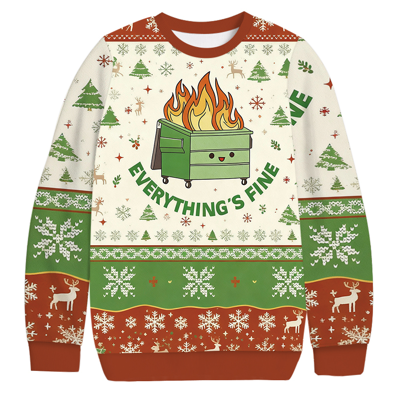 Everything is Fine Christmas Ugly Sweatshirt Festive Xmas Winter Sweater Gift Ideas Everything is Fine Christmas Ugly Sweatshirt Festive Xmas Winter Sweater Gift Ideas