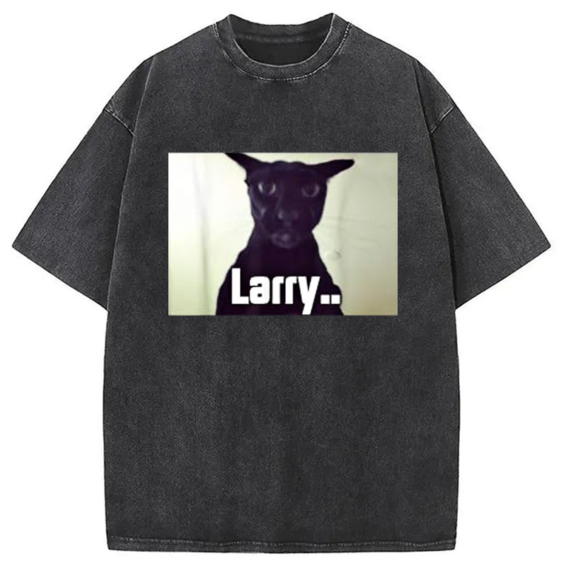 Evil Larry Meme Larry Cat Meme Washed T-Shirt Soft Cotton Daily Wear Tee Gifts For Best Friend Evil Larry Meme Larry Cat Meme Washed T-Shirt Soft Cotton Daily Wear Tee Gifts For Best Friend