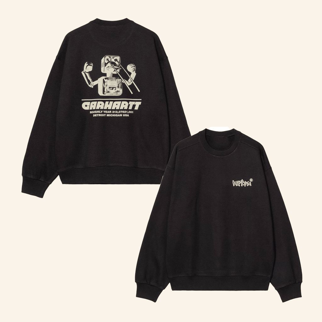 Evolve Clothing Merch Carhartt Wip Mens Wiptopia Black Sweatshirt Gifts For Son
