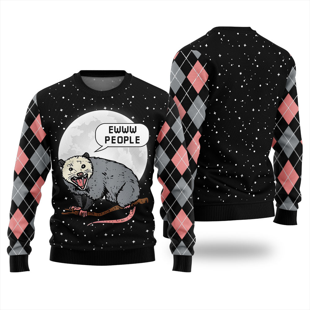 Ew People Possum Funny Ugly Christmas Sweater Personalized Christmas Sweatshirt Gift for Family