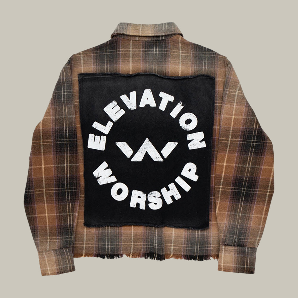 EW Raw Edge Flannel Button Up Long Sleeve Shirt Elevation Worship Apparel Present For Him