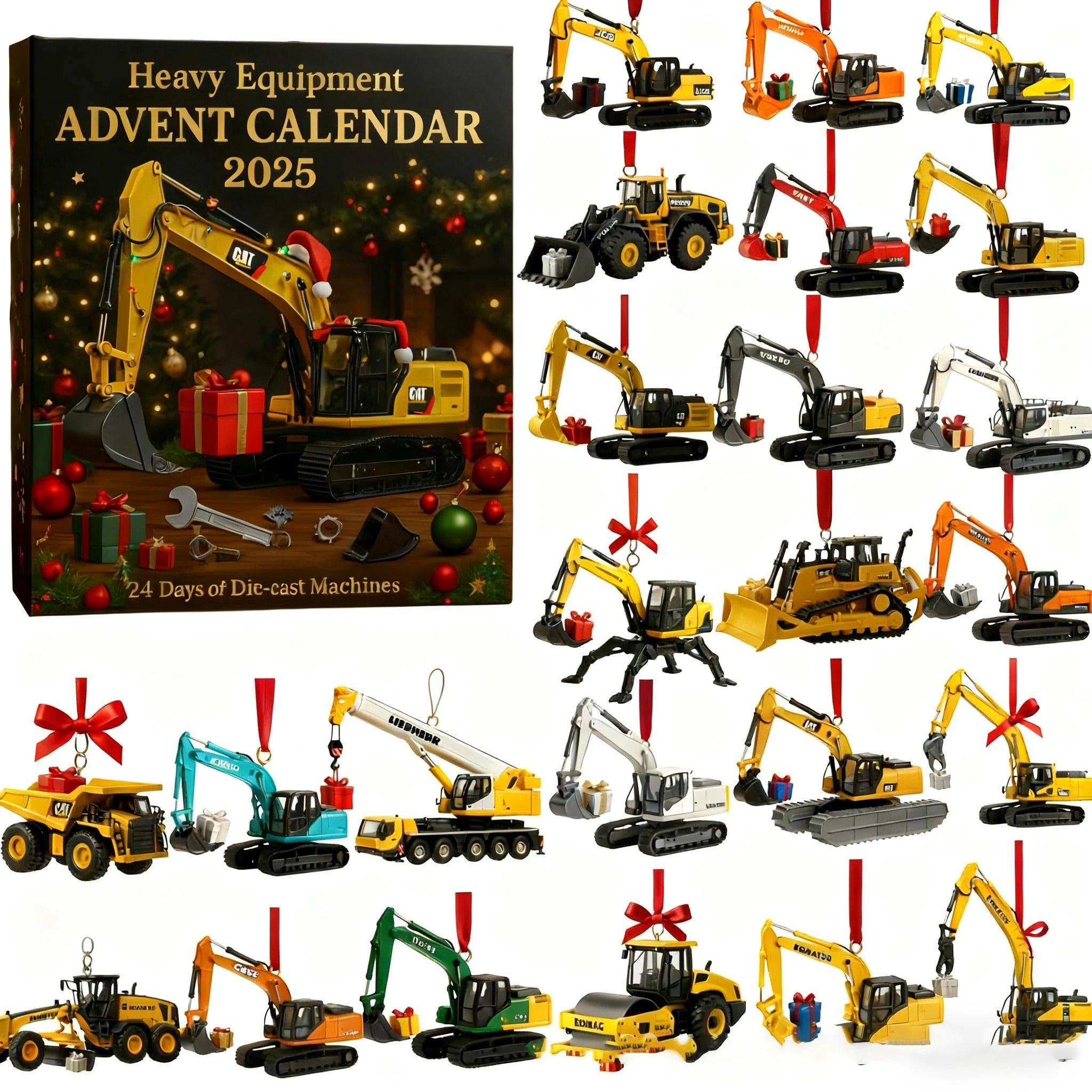 Excavator Vehicles Advent Calendar 2025 Table Decor Xmas Advent Calendar Kid Xmas Presents