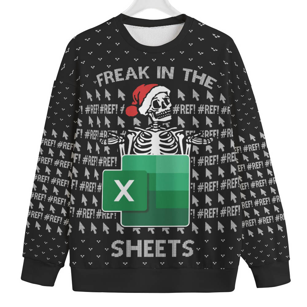 Excel Freak In The Sheets Big And Tall Ugly Sweater Exclusive Holiday Sweater Merch for Gift Giving