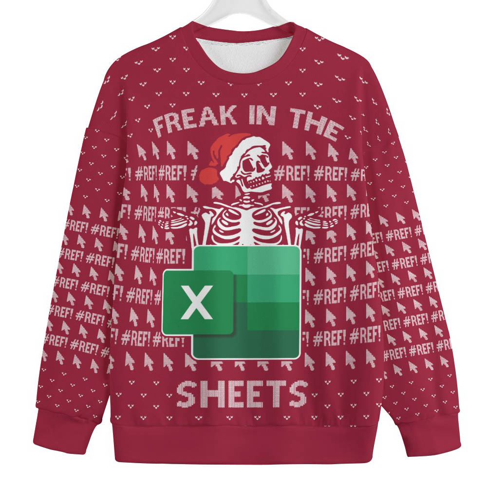 Excel Freak In The Sheets Womens Plus Ugly Christmas Sweater Warm Winter Merch Gift for Someone You Love