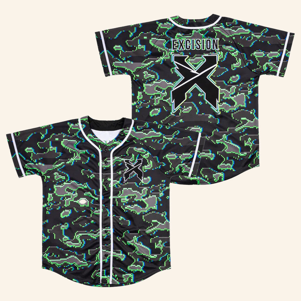 Excision Merch Excision Green Camo Baseball Jersey Gifts For Boyfriend Excision Merch Excision Green Camo Baseball Jersey Gifts For Boyfriend