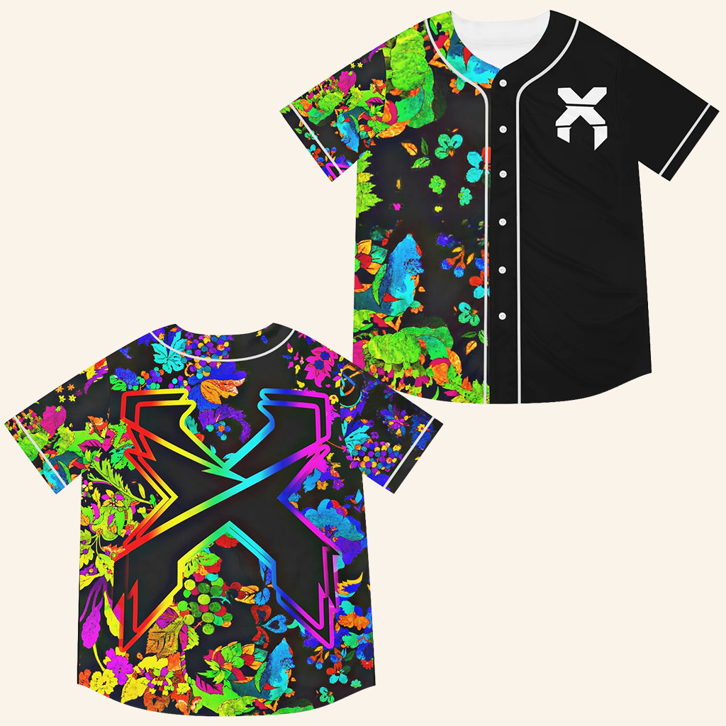 Excision Merch Excision Psychedelic Flower Design Rave Baseball Jersey EDM Jersey DJ Fan Gifts