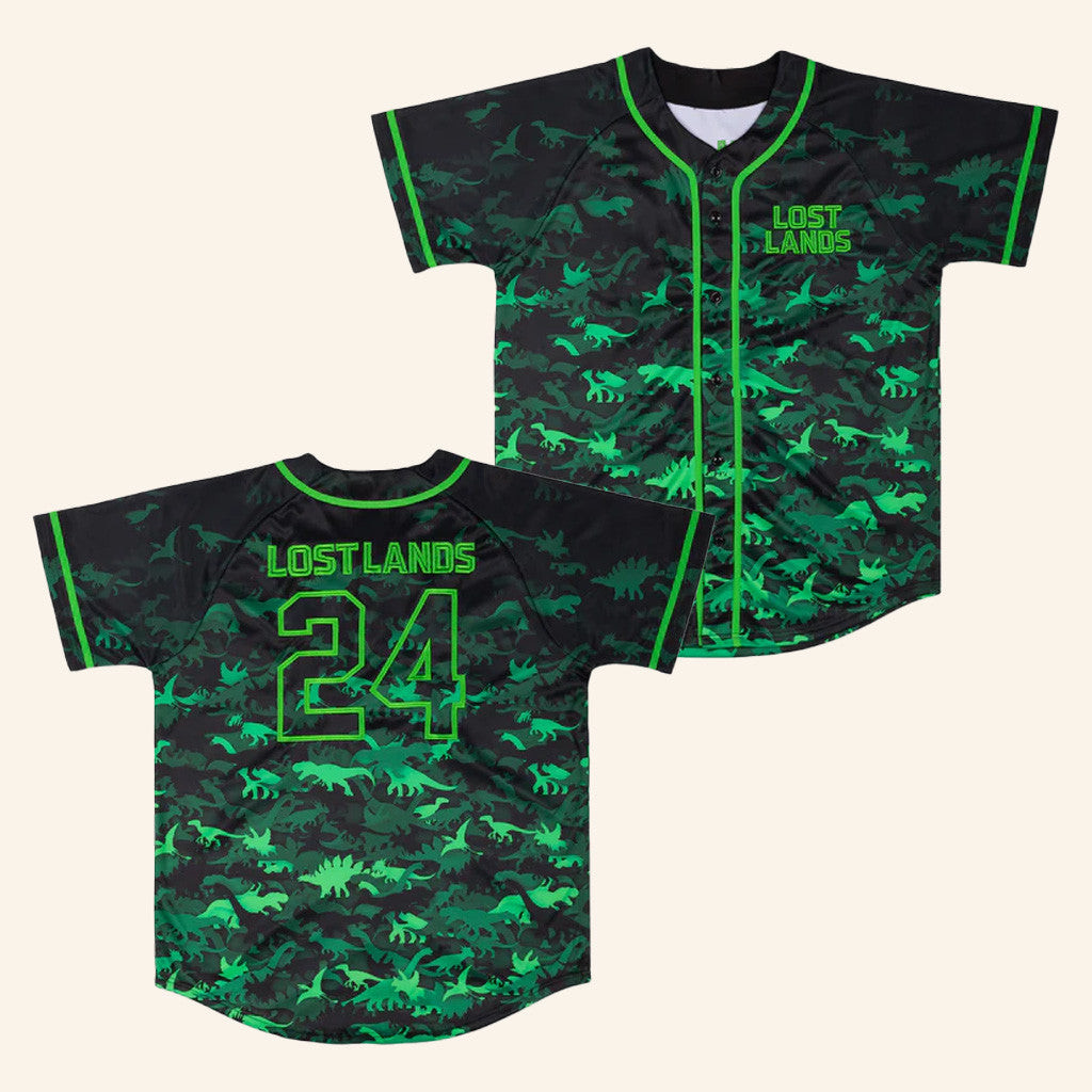 Excision Merch Lost Lands Green Dino Baseball Jersey Gifts For Dudes