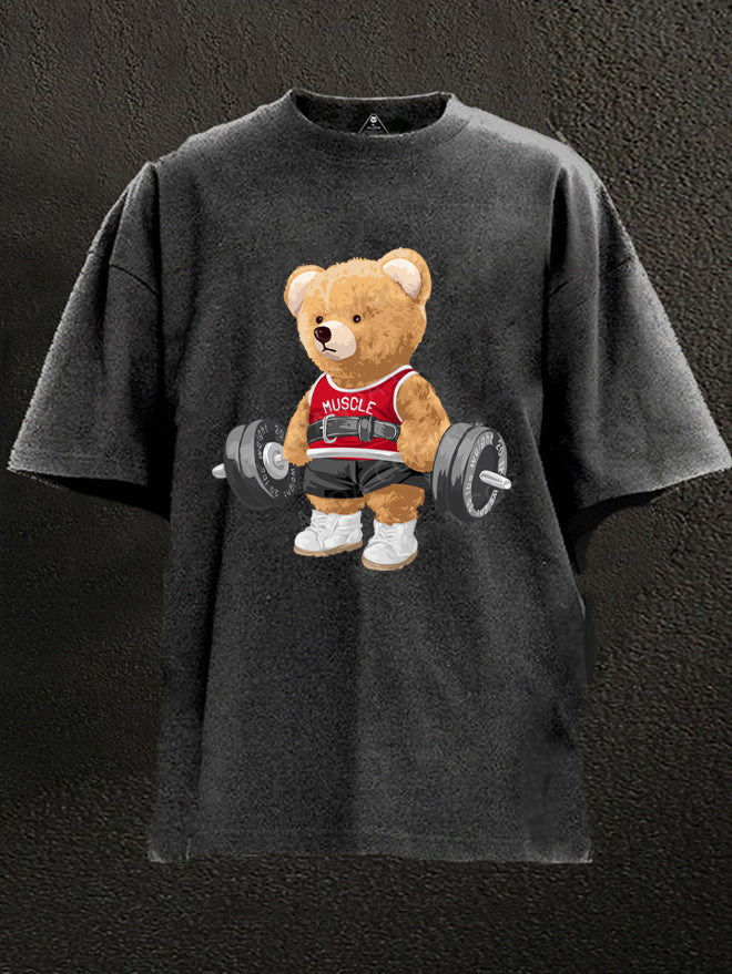 Exercise Bear Muscle Gym T-Shirt Cute Weightlifting Teddy Bear Workout Apparel Best Gift For Gym Goers
