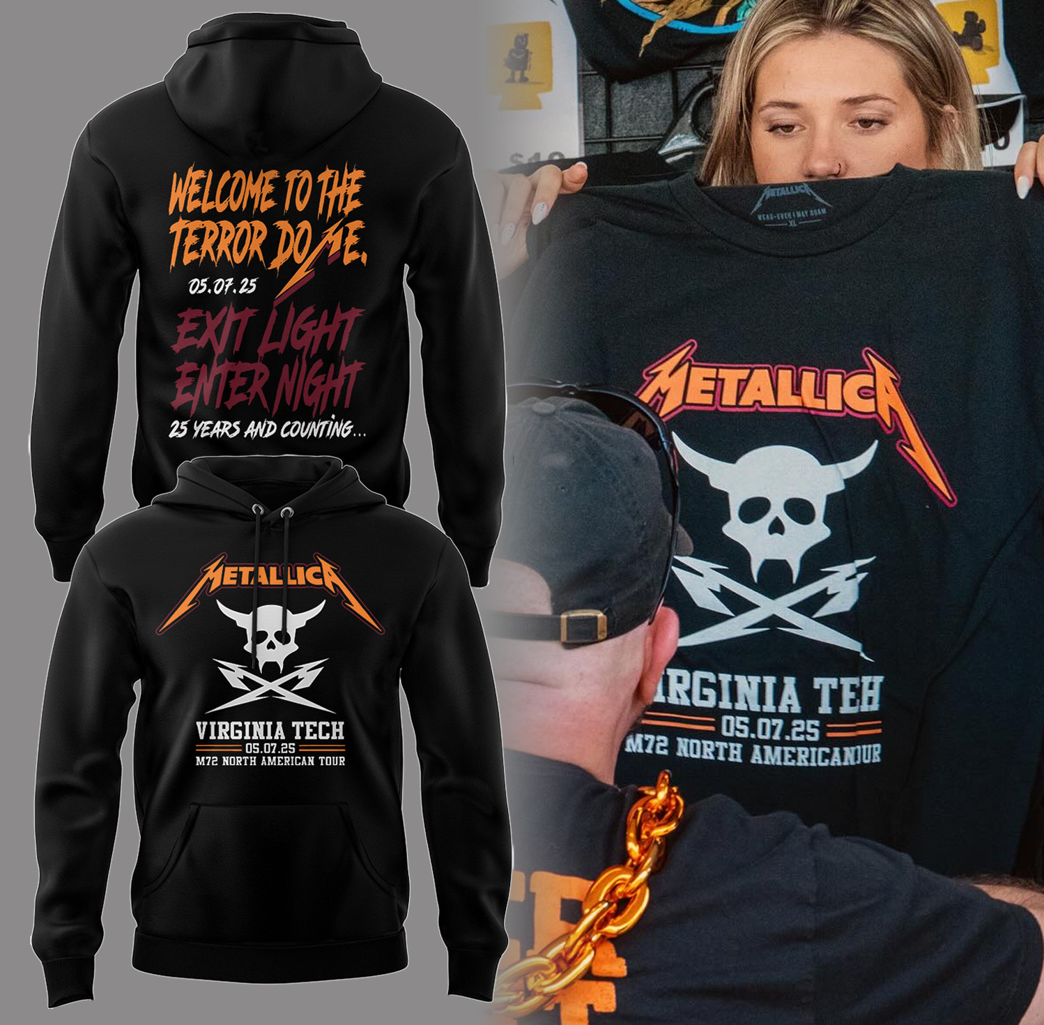 Exit Light Enter Night Metallica Virginia Tech Music Concert White Hoodie Cool Gifts For Music Lovers