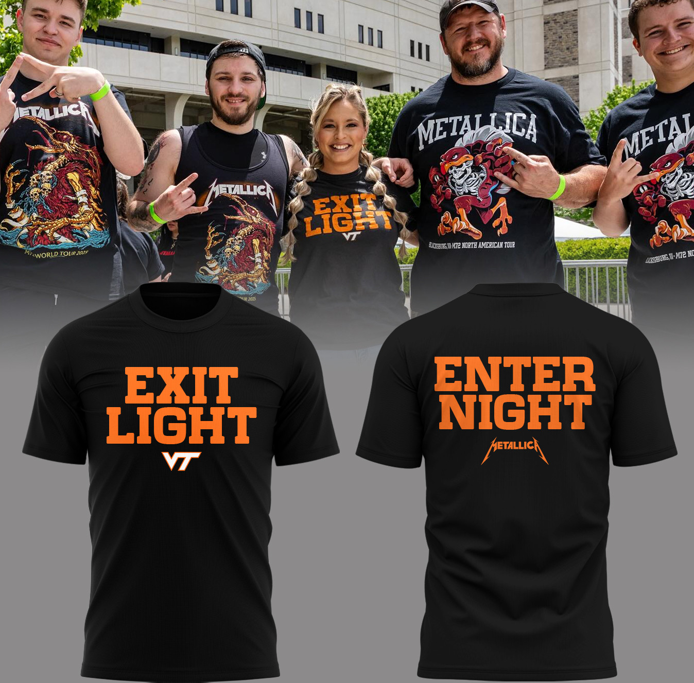 Exit Light Metallica Virginia Tech Music Concert White T-Shirt Cool Gifts For Music Lovers