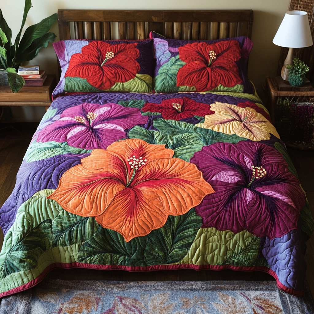 Exotic Blossom Quilted Bedding Set Bed Decorations Gifts For The Flower Lover
