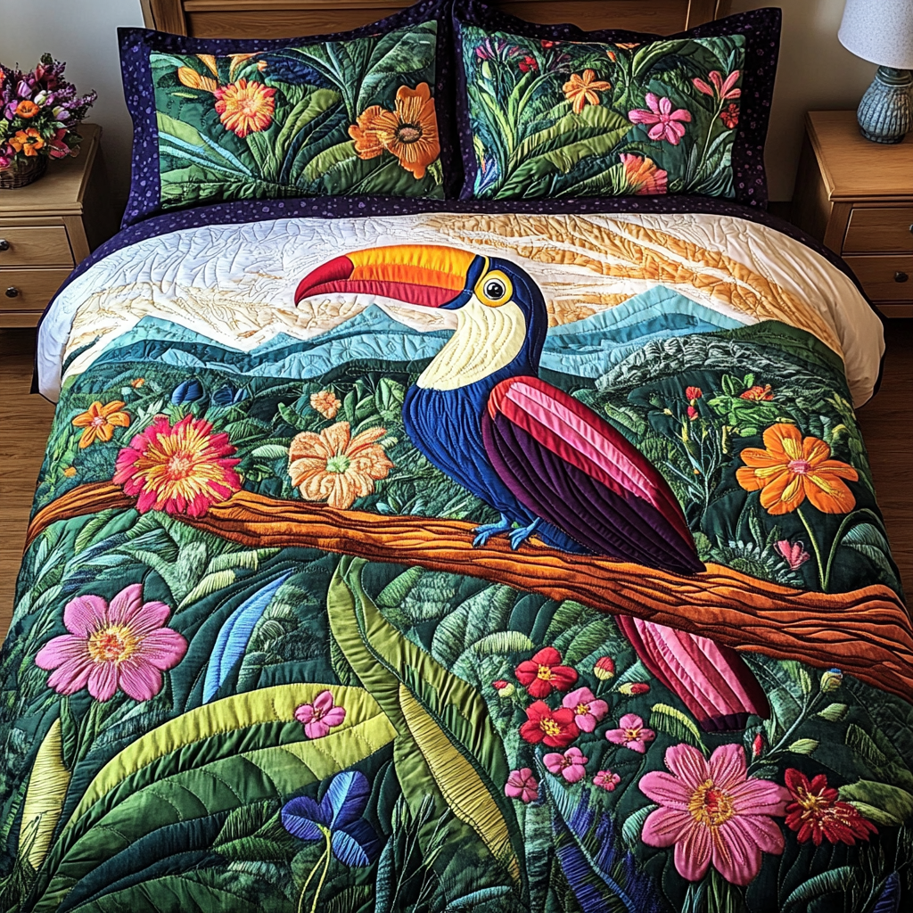 Exotic Haven Quilted Bedding Set Cozy Comforter Set for Winter Warmth