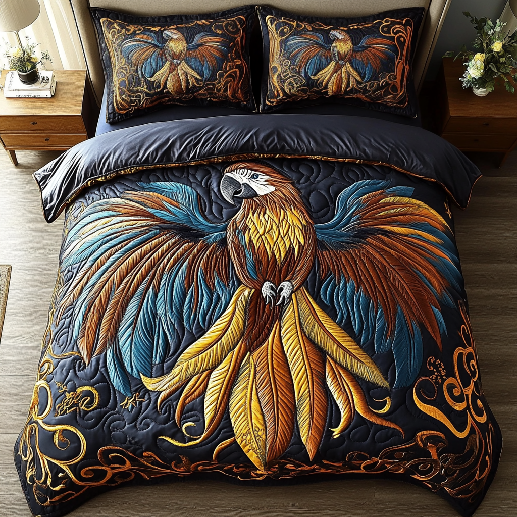 Exotic Screech Quilted Bedding Set Warm and Elegant Bedding Gift Set for Every Home