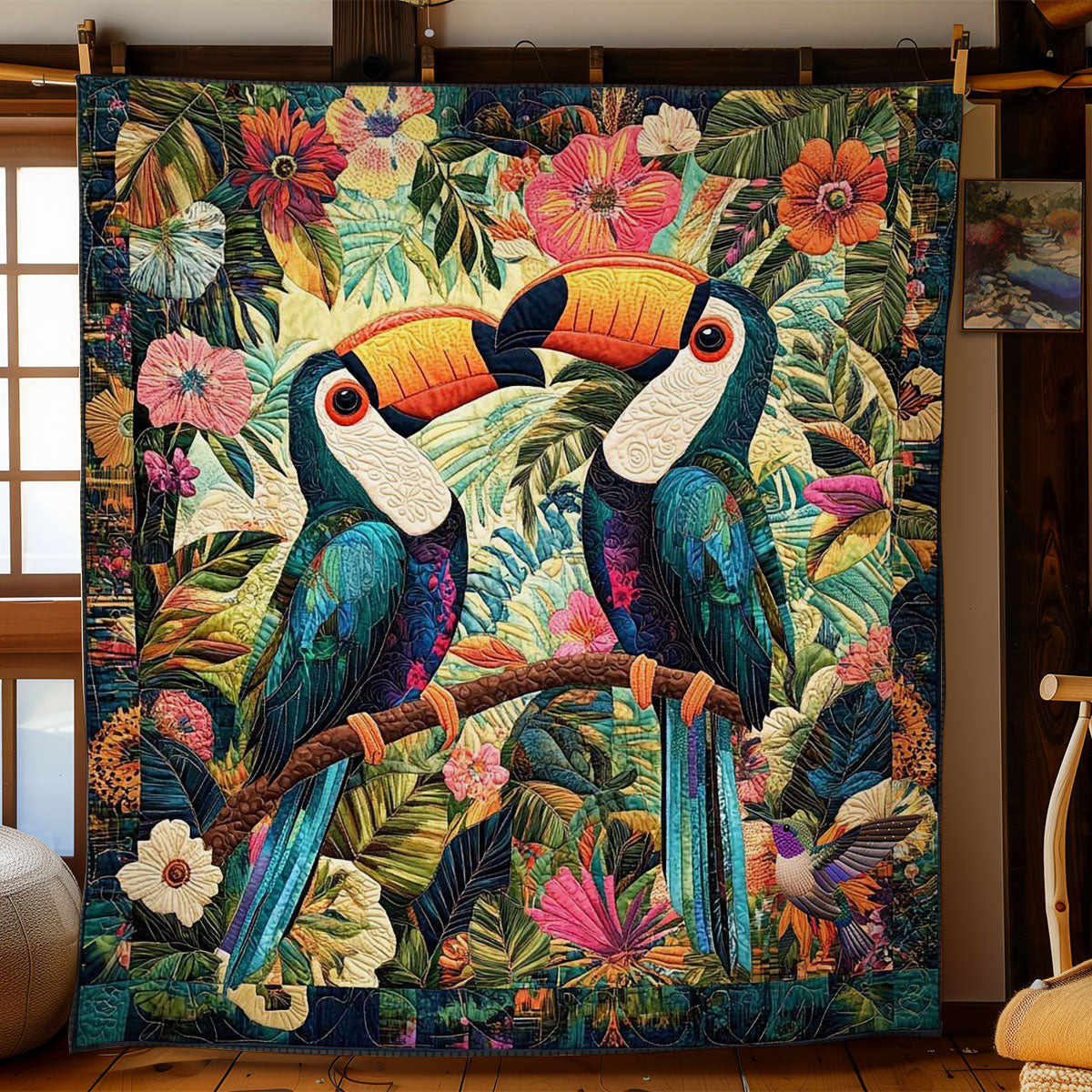 Exotic Toucans Duo Holiday Christmas Quilt Blanket Christmas Gift Ideas For Siblings