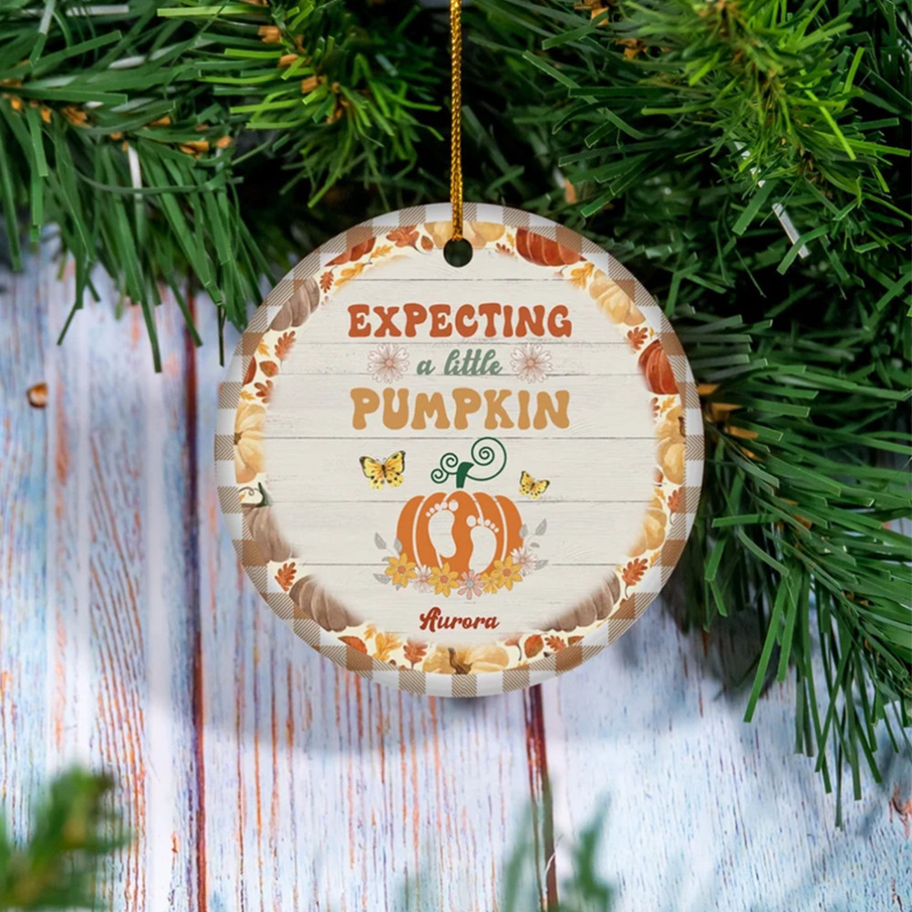 Expecting A Little Pumpkin Halloween Fall Ornament Pregnancy Announcement