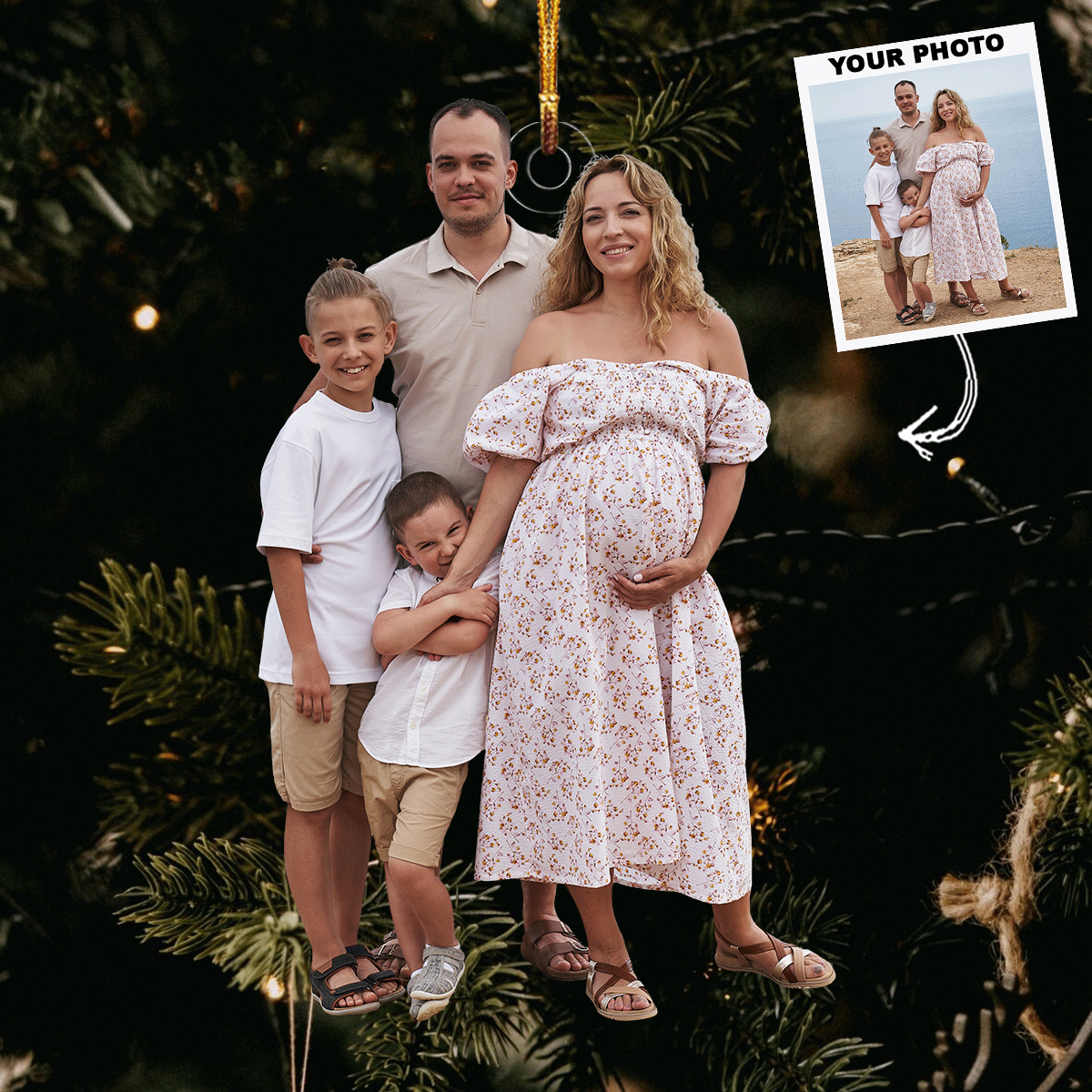 Expecting Joy Personalized Photo Mica Ornament Gift For Family Family Members