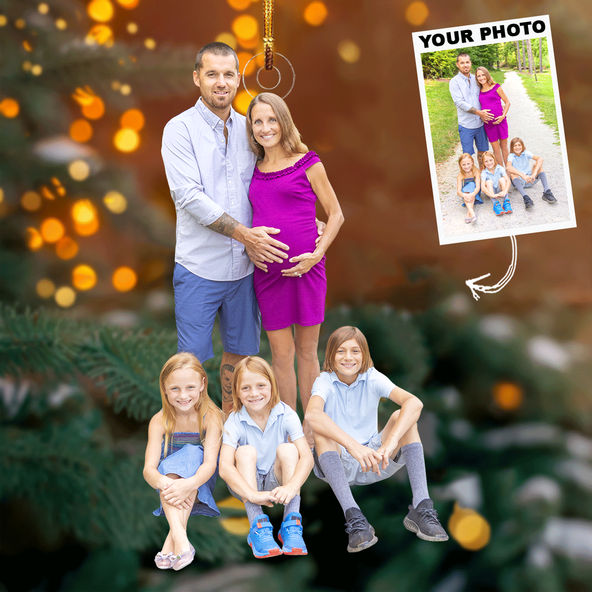 Expecting Love Personalized Photo Mica Ornament Gift For Family Family Members