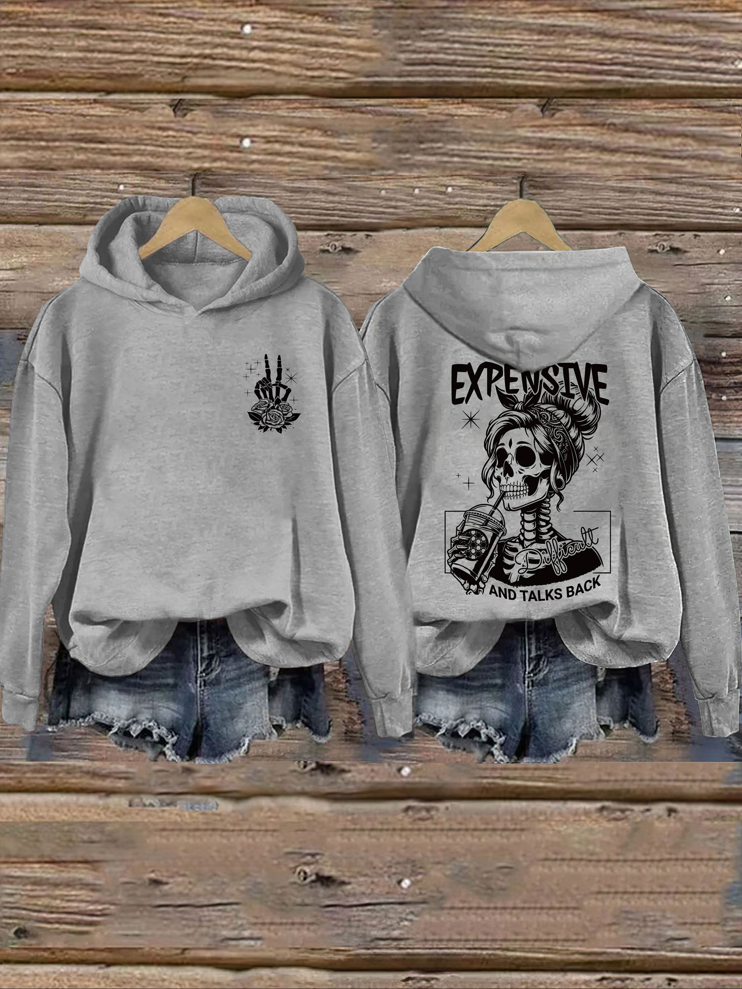 Expensive Difficult And Talks Back Hoodie Skeleton Pattern Novelty Clothing Skull Lovers Gifts