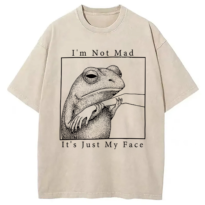 Expressionless Frog Washed T-Shirt Trendy Everyday Casual Outfit Gifts For Best Friend