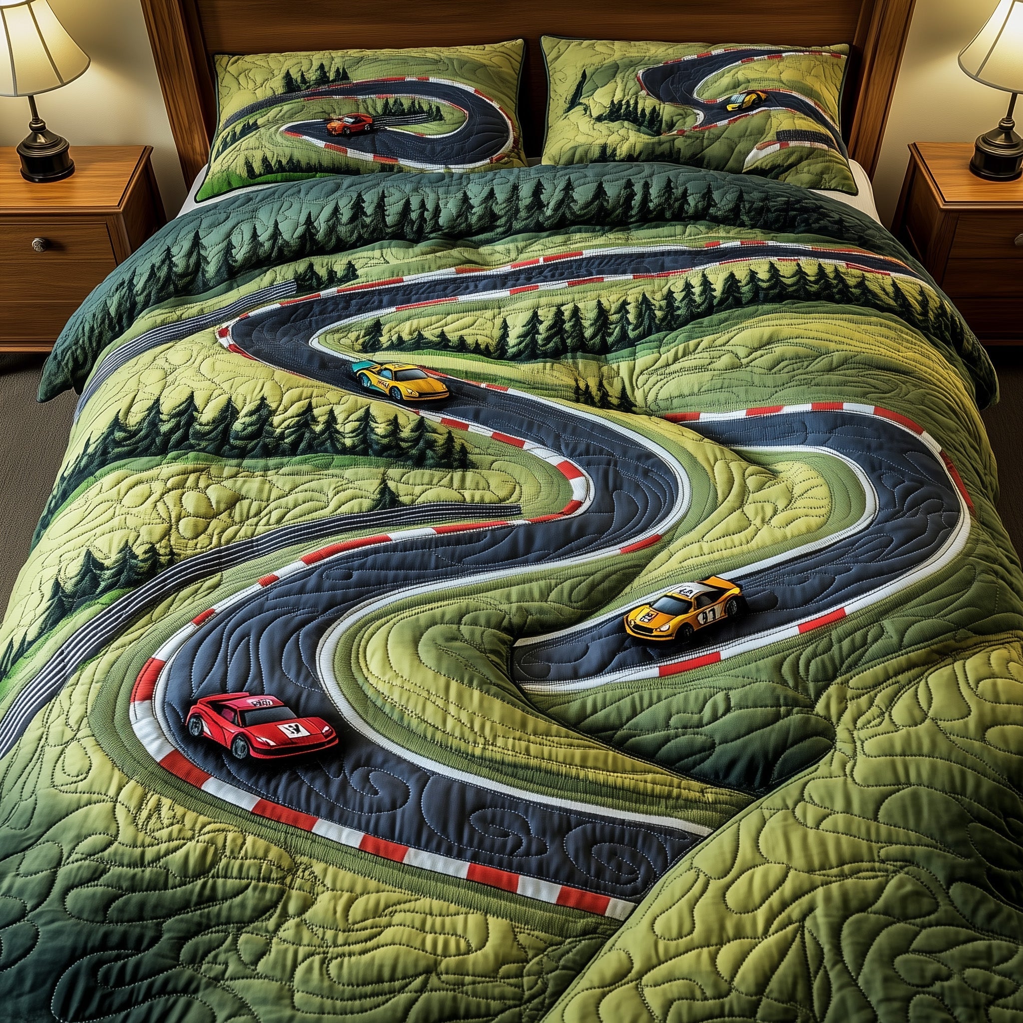 Extreme Racing Track Quilted Bedding Set Duvet Cover Merchandise Race Car Driver Christmas Gifts