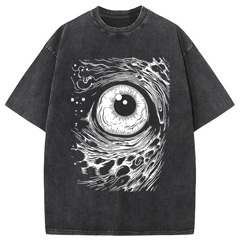 Eyeball Dark Aesthetic Washed T-Shirt Casual Vintage Everyday Look Gifts For Her