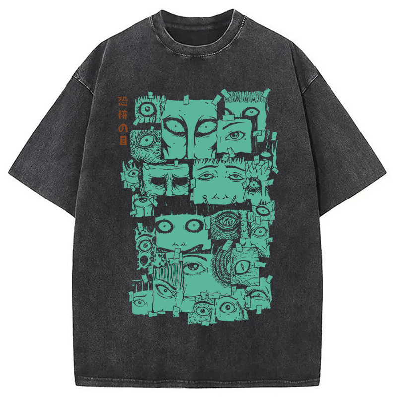 Eyes of Horror Japanese Washed T-Shirt Trendy Everyday Casual Outfit Gifts For Best Friend