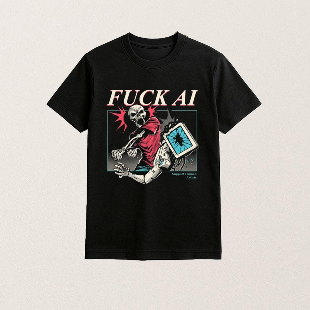 F AI Support Human Artists Shirt Anti AI T-Shirt Gifts For Boyfriend