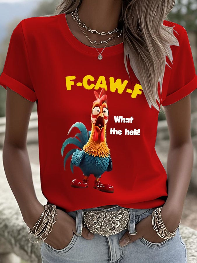 F-Caw-f Chicken What The Heli T-Shirt Funny Turkey Apparel Gifts For Her