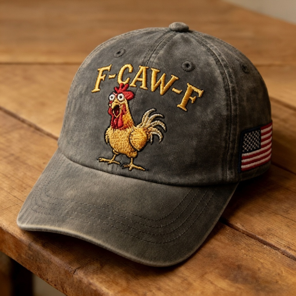 F-Caw-F Rooster Baseball Cap American Flag Patriotic Rooster Hat Gift For Farmers