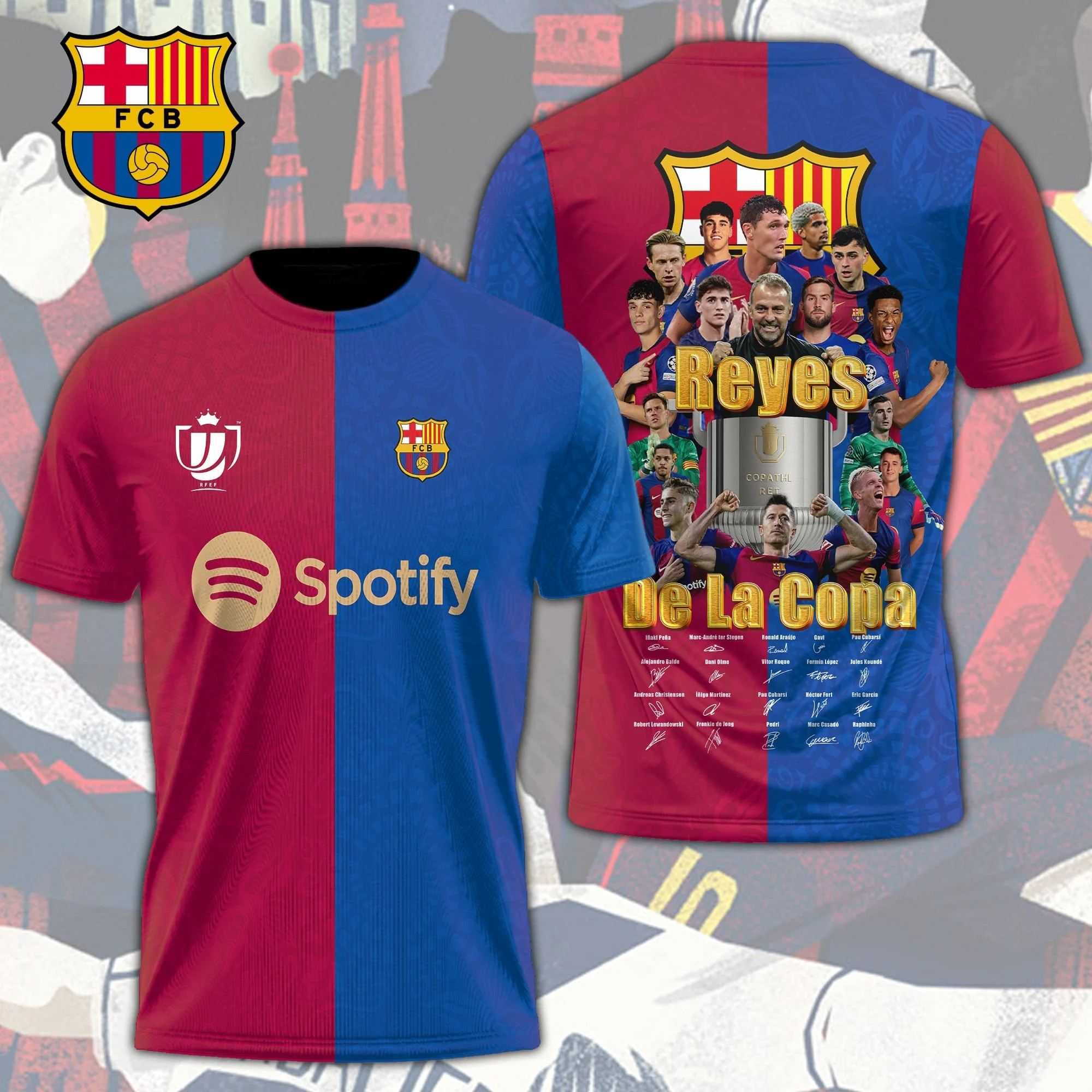 F.C Barcelona Campions de Copa 2025 Shirt Reyes De La Copa F.C Barcelona Champions Merch