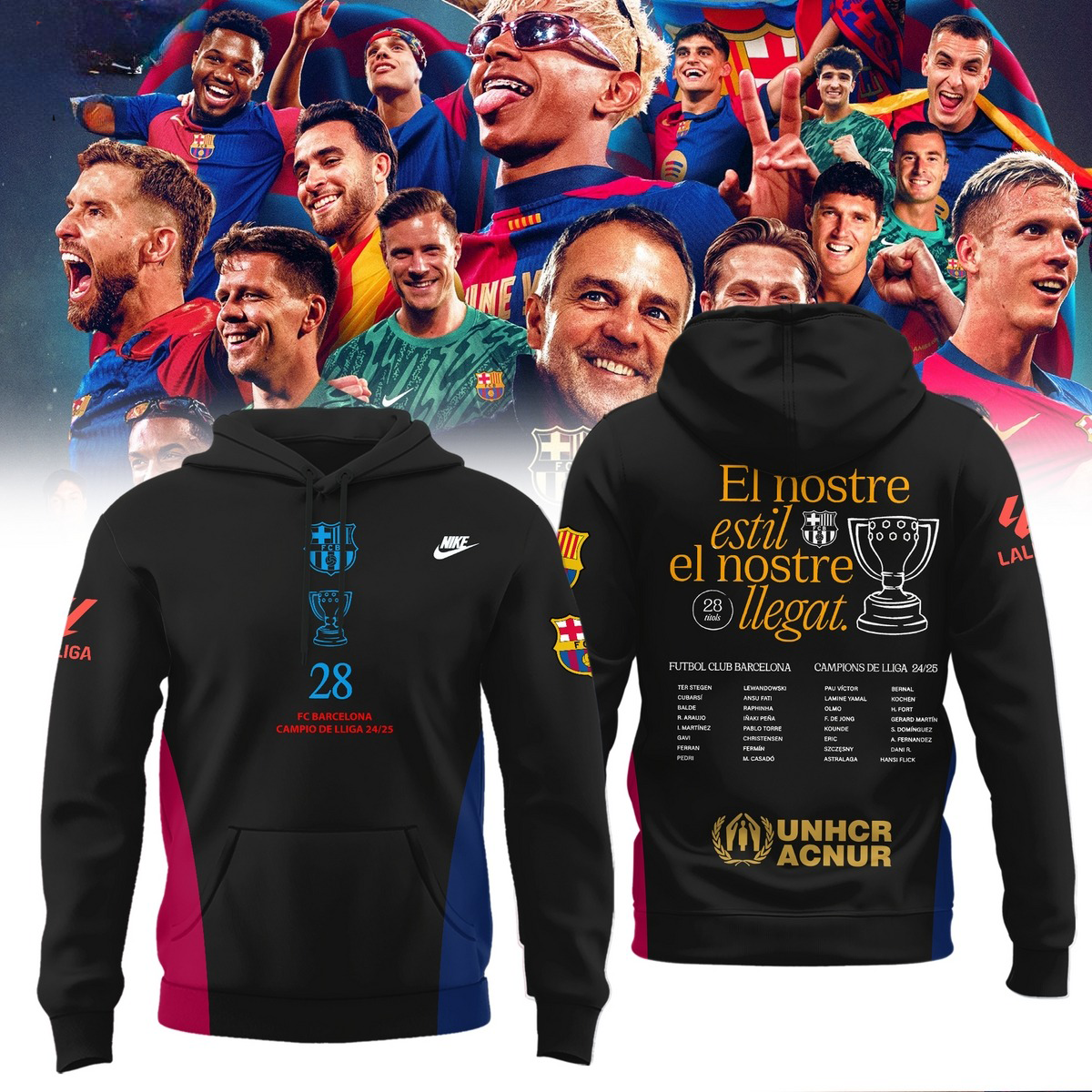 F.C Barcelona El Nostre Estil El Nostre Llegat La Liga 2025 Champions Hoodie Unique Gifts For Soccer Fans