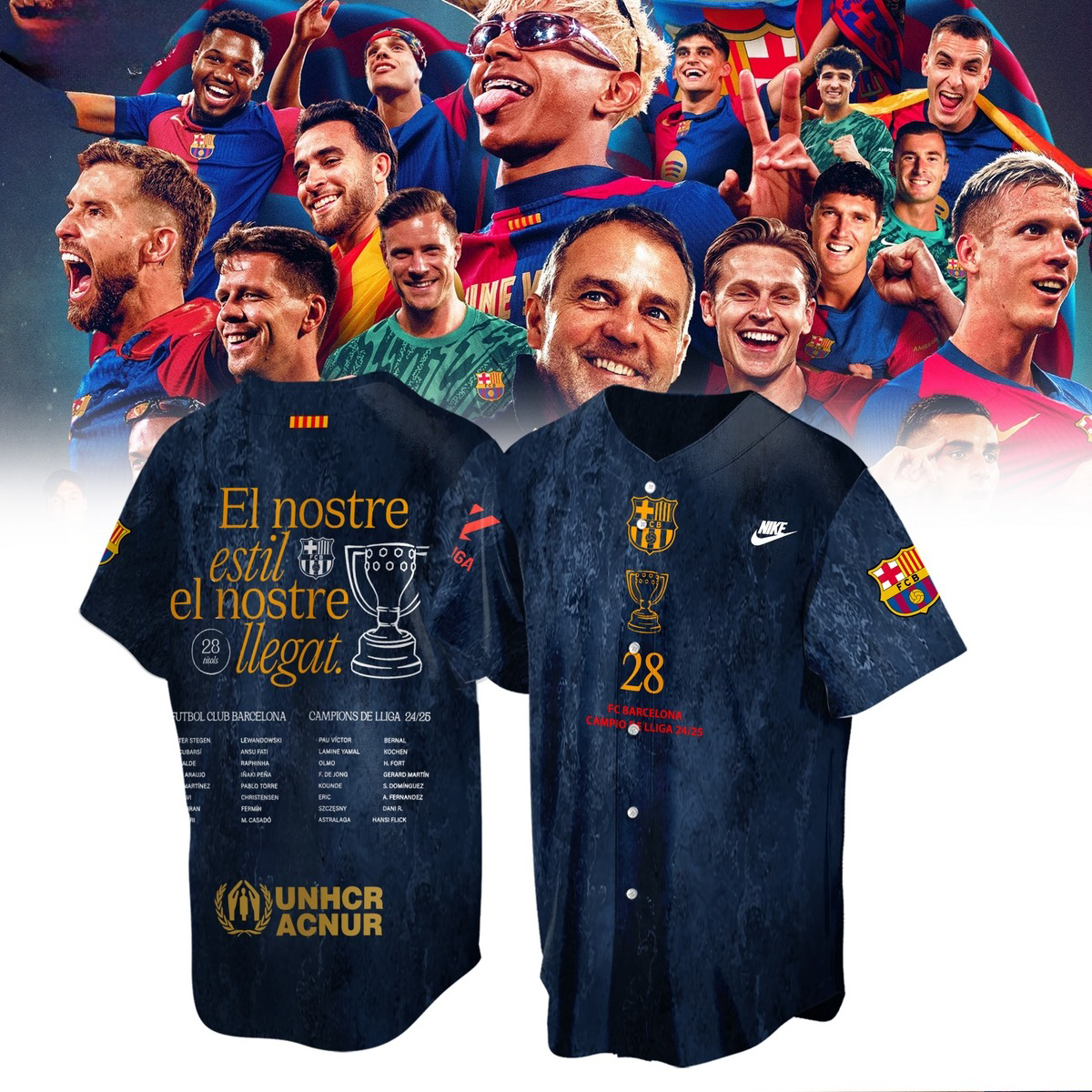 F.C Barcelona F.C Barcelona El Nostre Estil El Nostre Llegat La Liga 2025 Champions Baseball Jersey Unique Gifts For Soccer Fans