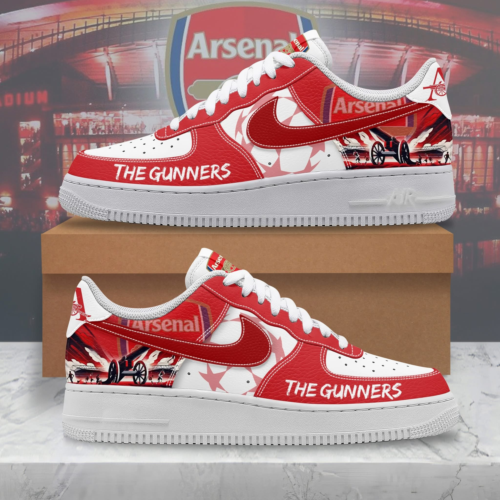 F.C. Arsenal The Gunners Air Force 1 Shoes Sneakers Merchandise Arsenal Soccer Fan Gifts
