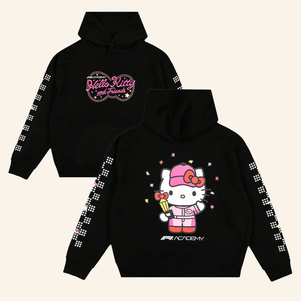 F1 Academy Hello Kitty Merch Men's Black F1 Academy X Hello Kitty Neon Hoodie Wife Gifts F1 Academy Hello Kitty Merch Men's Black F1 Academy X Hello Kitty Neon Hoodie Wife Gifts
