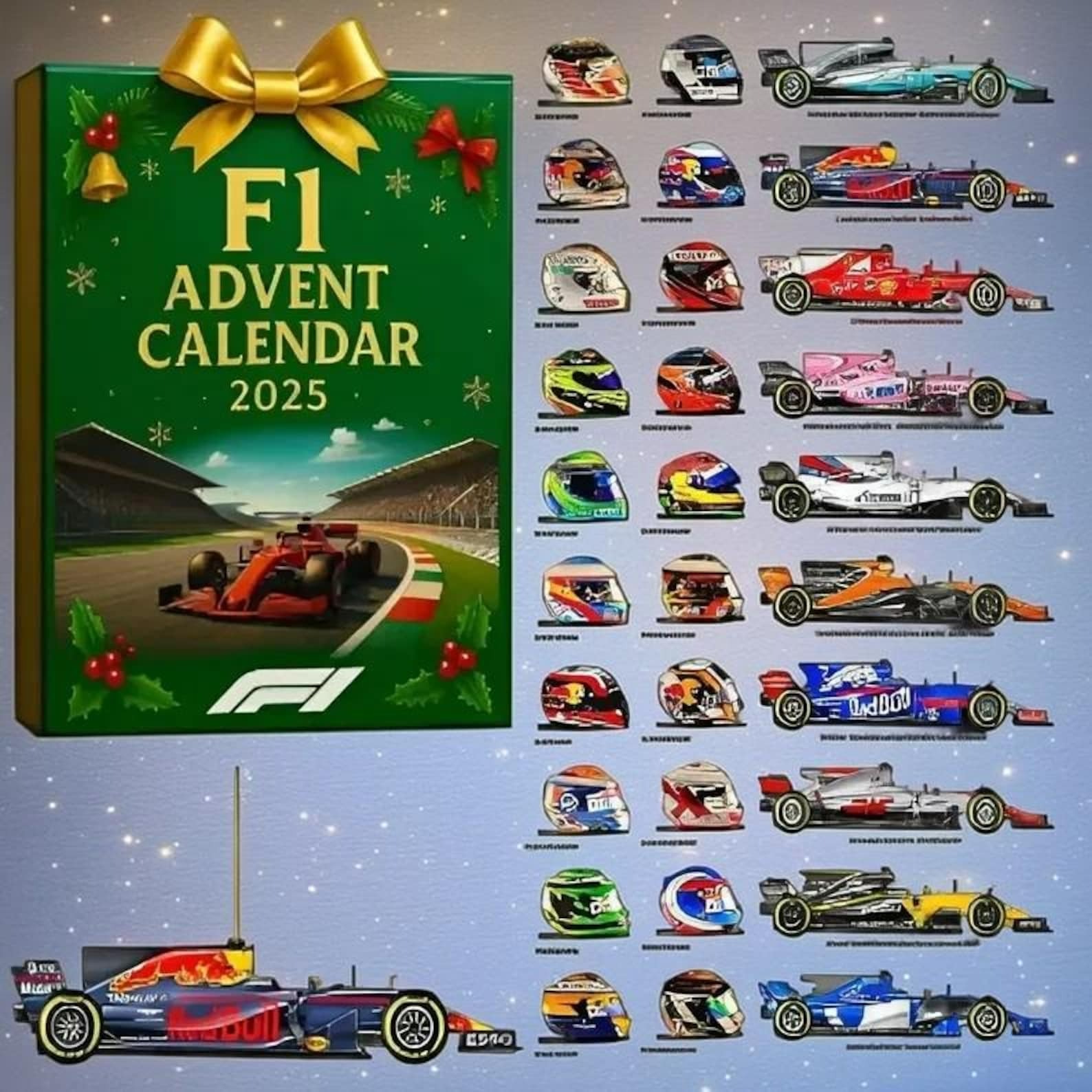 F1 Advent Calendar 2025 24-Day Countdown Unique Christmas Gift for Motorsport Racing Fans