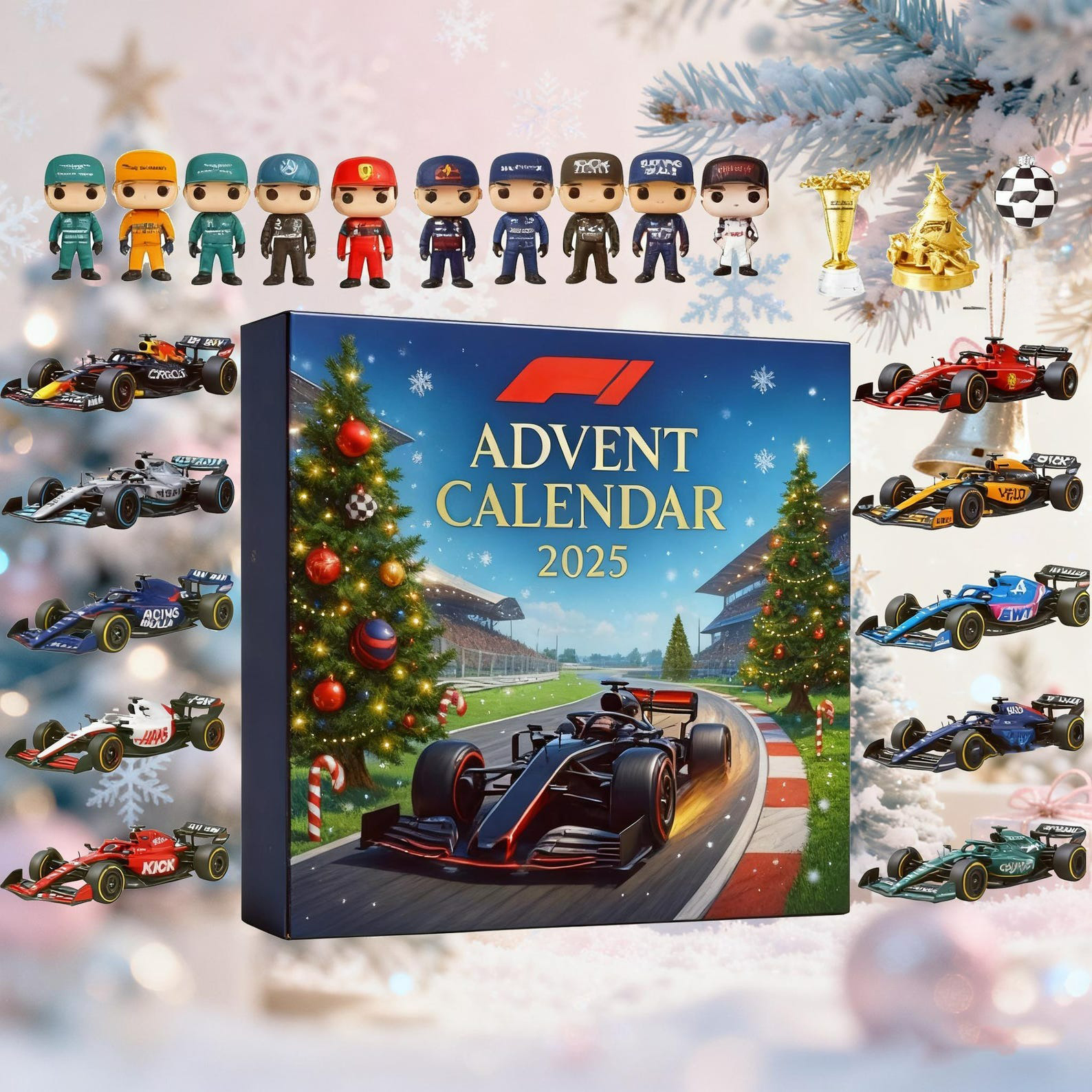 F1 Advent Calendar 2025 Racing Car Toy Set 24 Days Countdown Calendar Gifts for Car Lovers