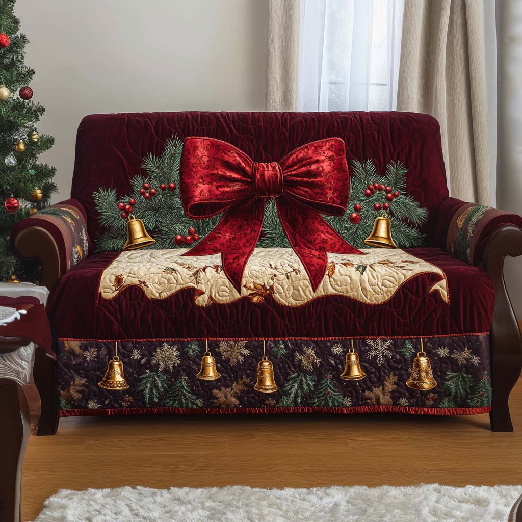Fa La La Quilted Sofa Cover Holiday Couch Covers Unique Gifts Family