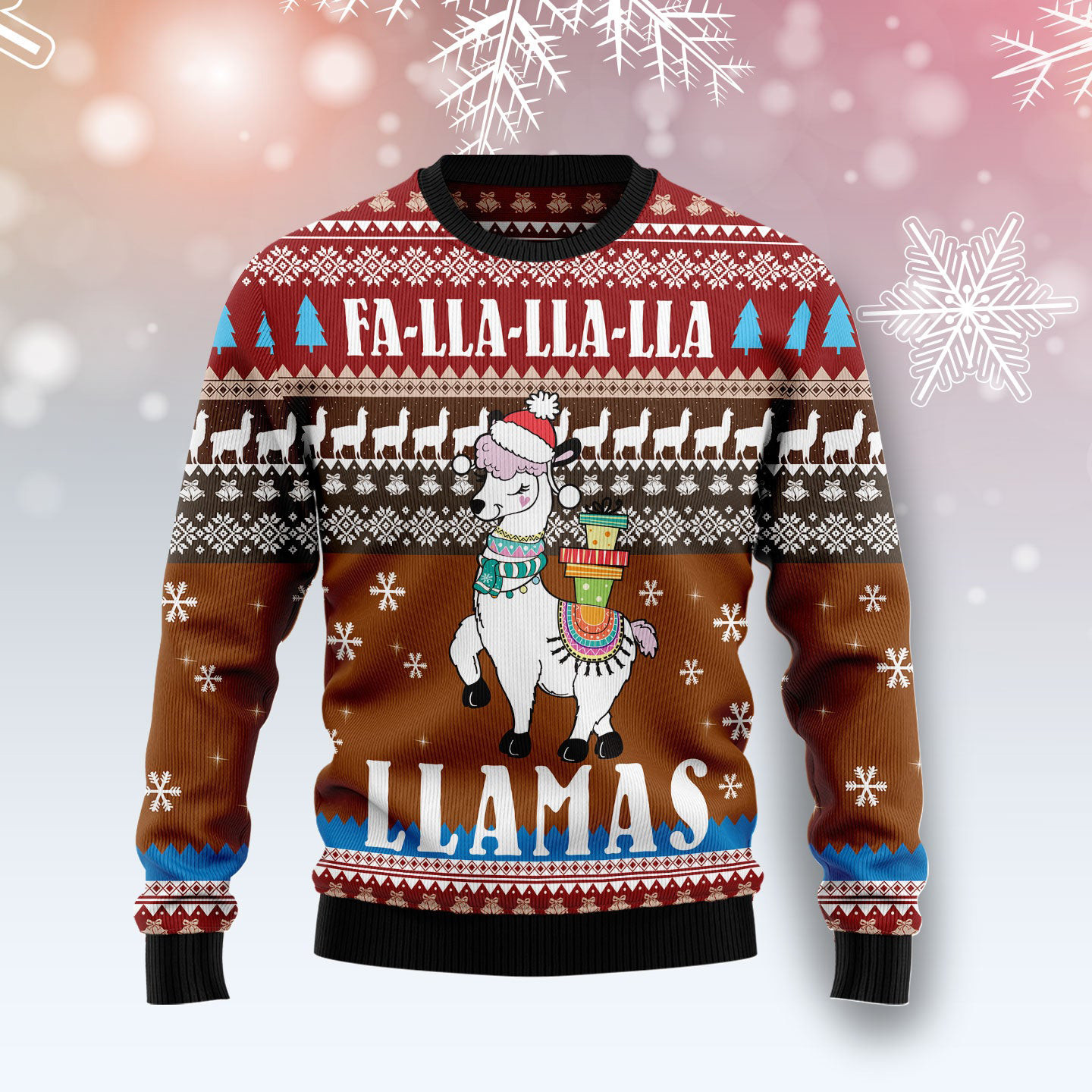 Fa Lla Lla Llamas Ugly Christmas Sweater Cute Xmas Apparel Flamingo Christmas Gifts