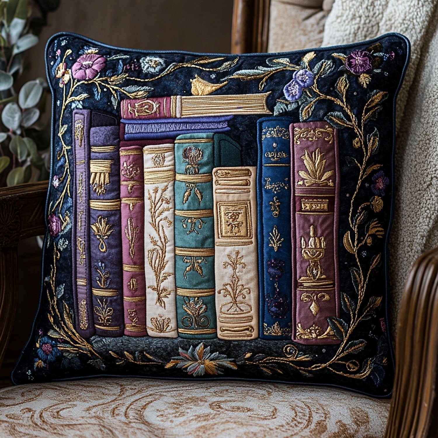 Fables in Bloom Quilted Pillow Case Home Decor Pillow Covers Gifts For Readers