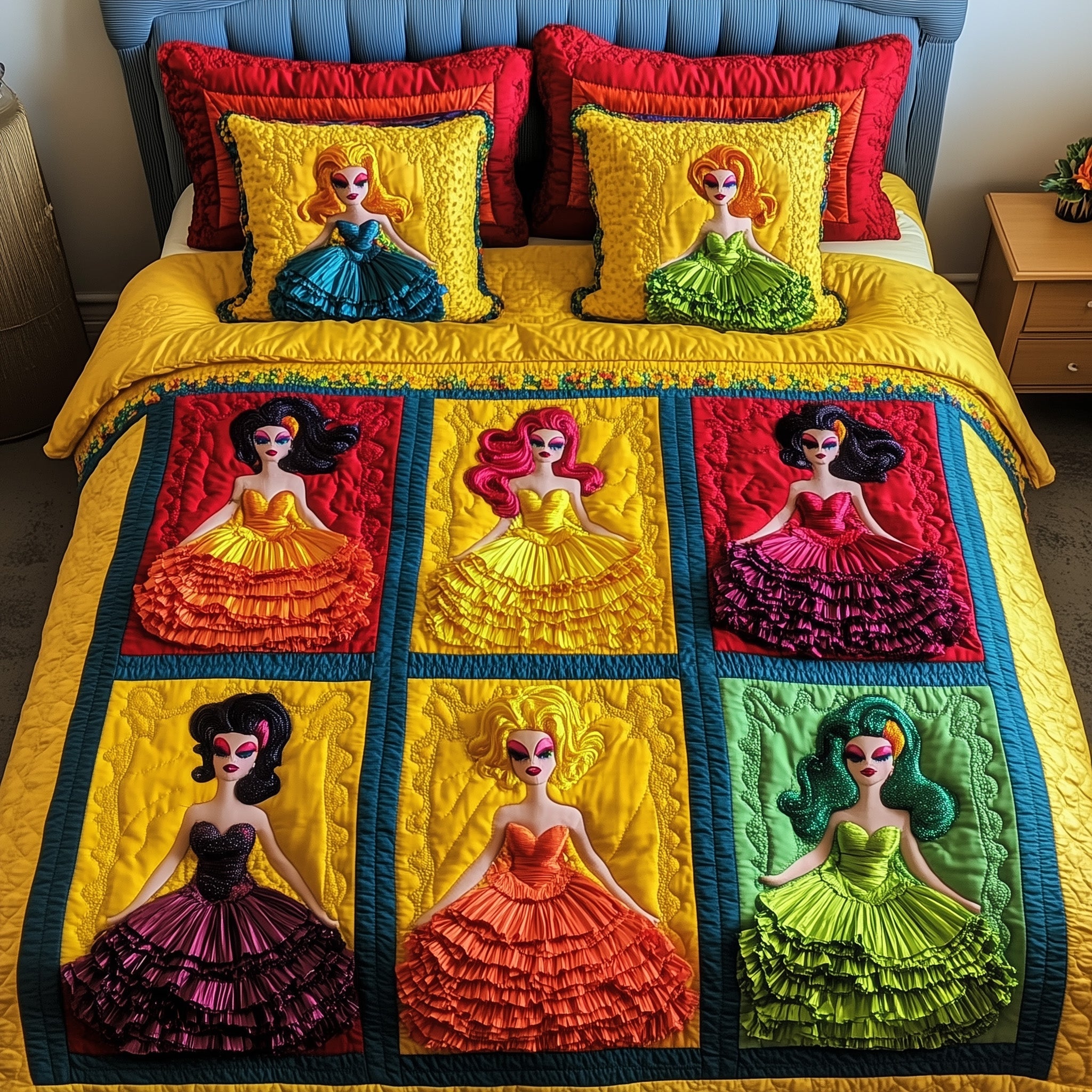 Fabulous Divas Quilted Bedding Set Duvet Cover Bedspread Meaningful Presents For Girlfriend